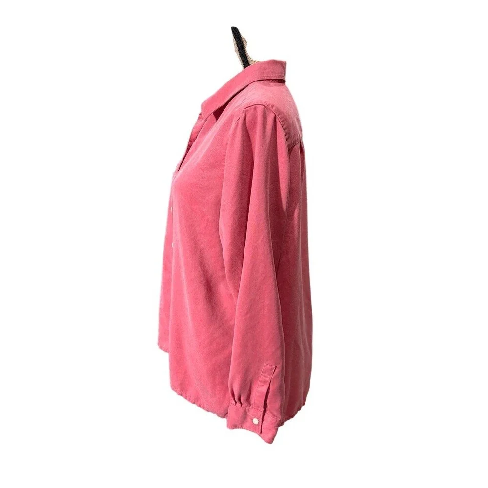 L.L.Bean Womens Button-Up Shirt Size L Mauve Pink Long Sleeve Collared - Picture 5 of 10